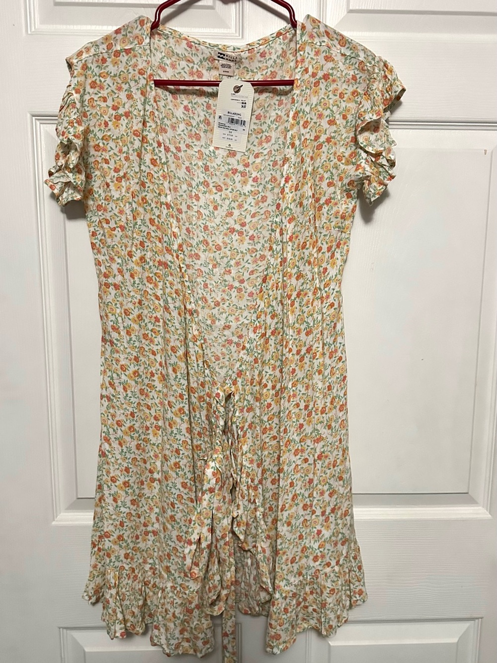 Billabong Cream Mini Dress with Orange & Pink Floral